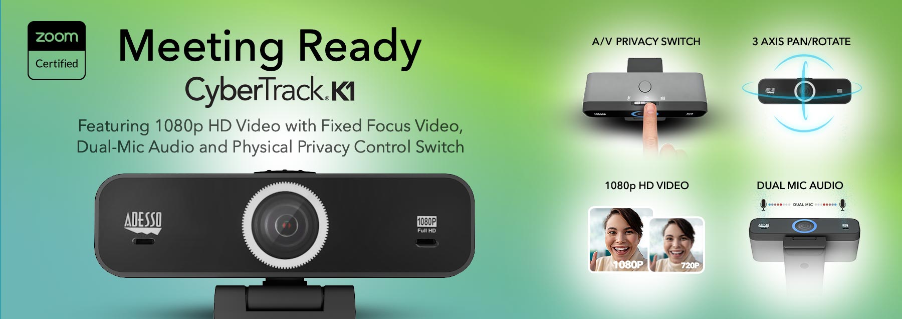 Adesso Cybertrack K1 Webcam Banner