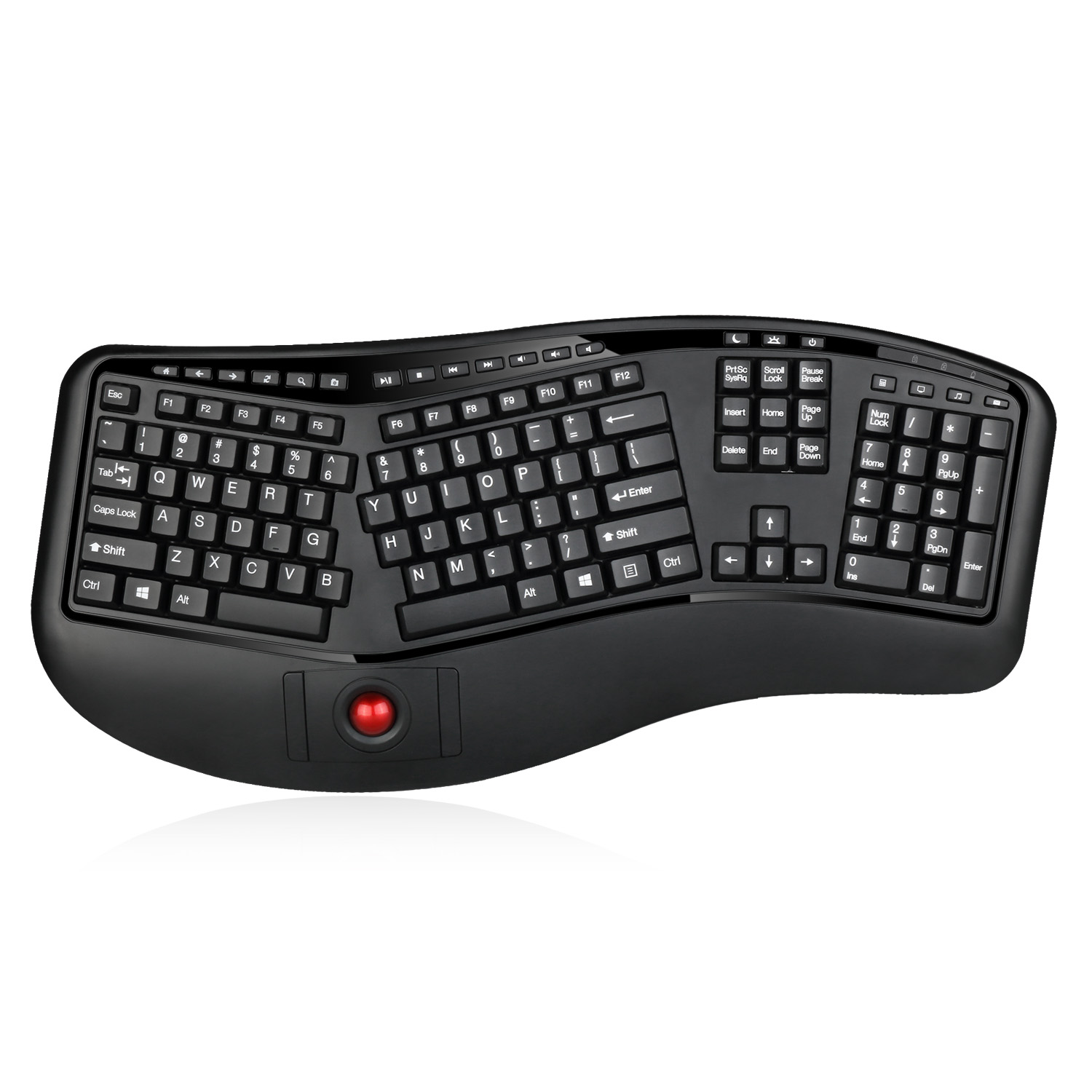 2.4 GHz Wireless Ergonomic Trackball Keyboard - Adesso